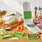 Premium Kitchen 11 Pieces Multi-Function Nice Dicer and Mandoline, Stainless Steel, Green Glaze, 820g - Kitchen Gadget Tool for Quick Food Prep Detail