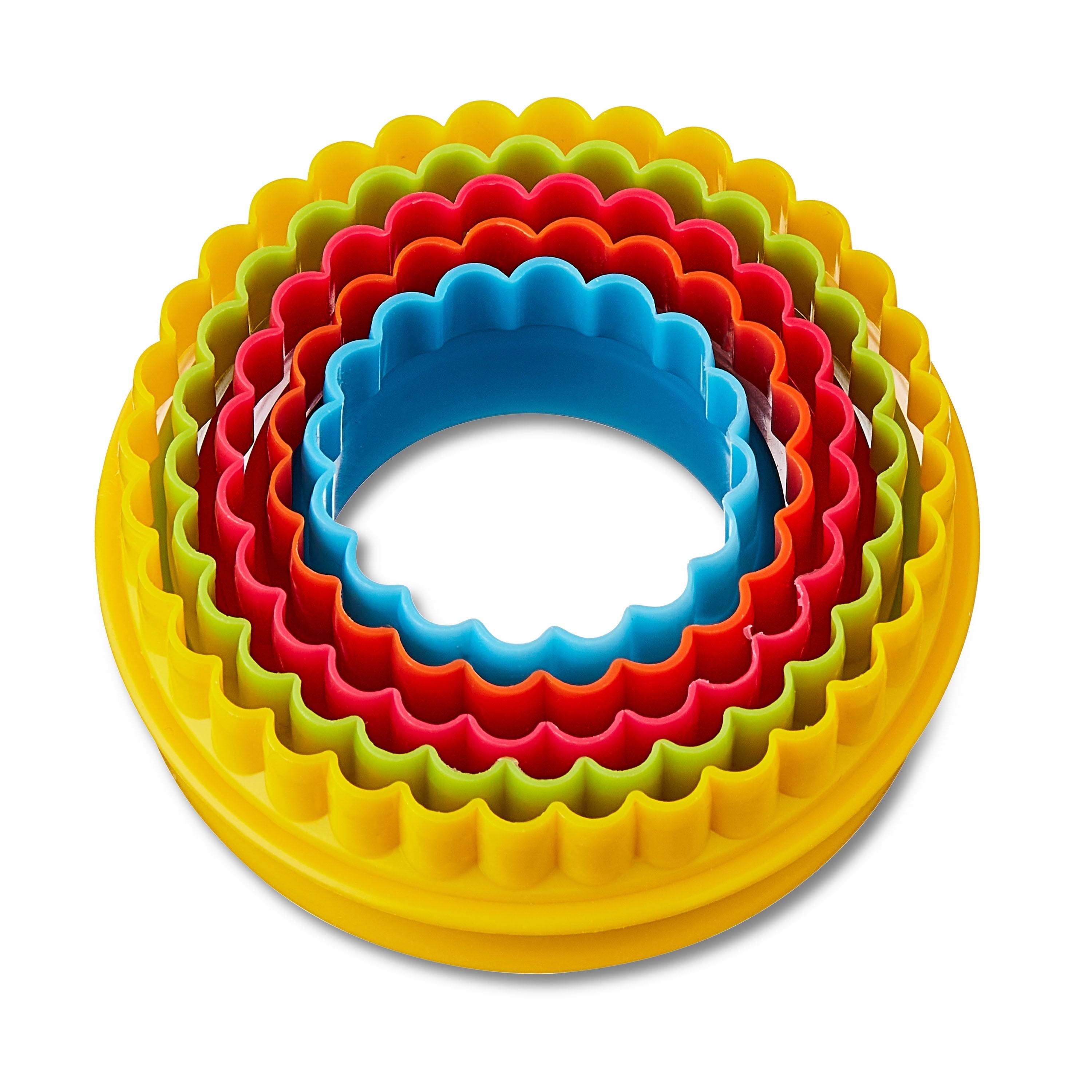 Ergonomic Manual Round Double-Sided Plastic Cookie Cutter Set, 5 Pieces - Innovative Kitchen Helper for Modern Cooking - Default Title