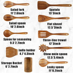Heat-Resistant 10Pcs Wooden Spoons for Cooking, Smooth Finish Teak Wooden Utensils for Cooking, Soft Comfort-Grip Wood Spoons for Co... - Premium Stainless Steel Cooking Utensil for Non-Stick Pots Detail