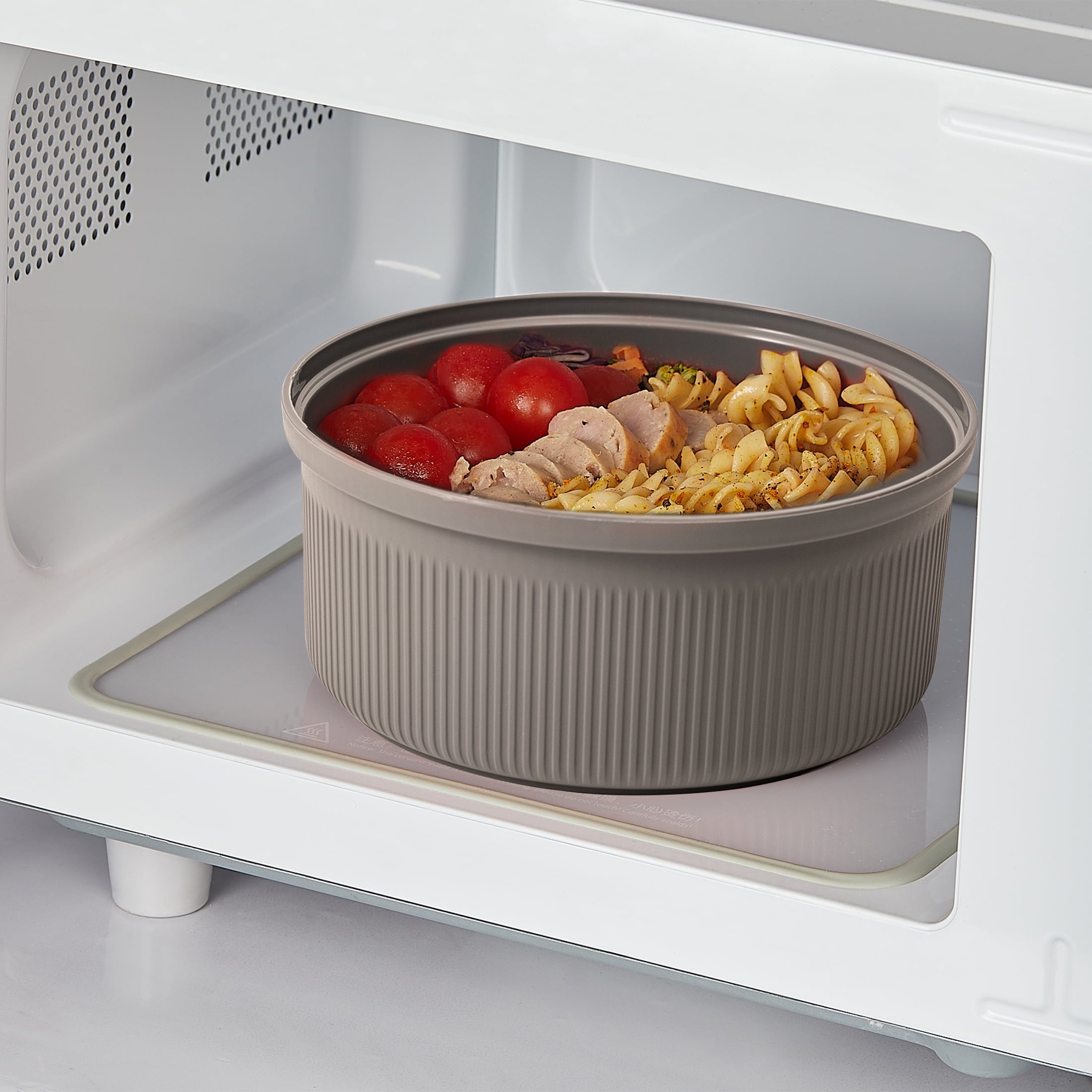 Sweet Treat Shaped Food Storage Bento Container, Round, Grey, 47oz Capacity, Ideal Use for Workday Meals and Travel - Deliciously Soft Cupcake Sensory Glob Detail