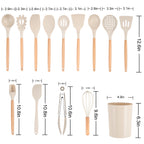 Non-Stick Safe 14pcs Cooking Utensil Set with Caddy - Heat-Resistant Silicone Cooking Spatula Turner Detail