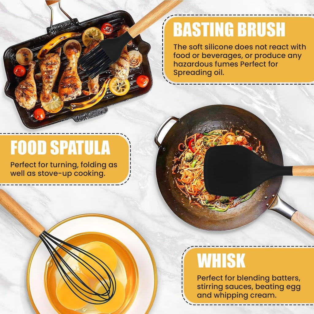 Seamless One-Piece Kitchen Utensils Set- 19 Pcs Silicone Cooking Utensils Set for Nonstick Cookware-Silicone Spatulas Set, Kitchen Gadge... - Heat-Resistant Silicone Cooking Spatula Turner Detail