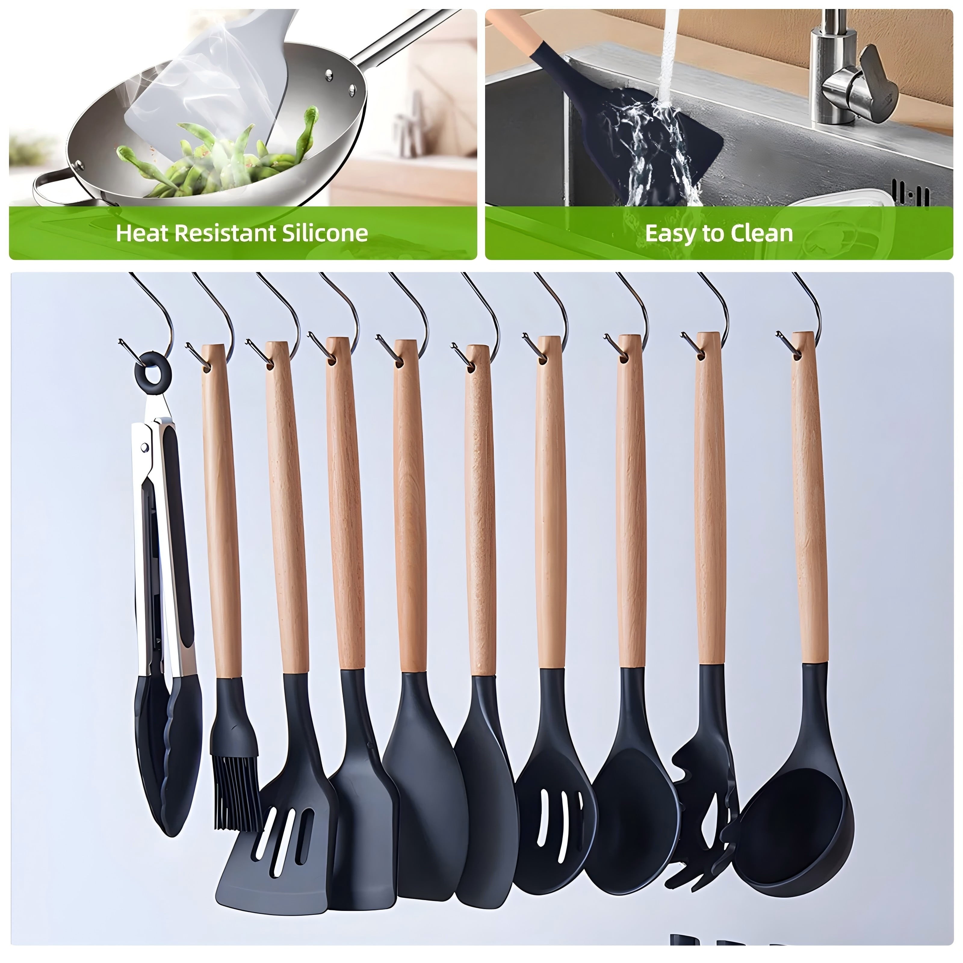 High-Precision Kitchen Utensils Set- 19 Pcs Silicone Cooking Utensils Set for Nonstick Cookware-Silicone Spatulas Set, Kitchen Gadge... - Professional Kitchen Tool for Culinary Enthusiasts Detail