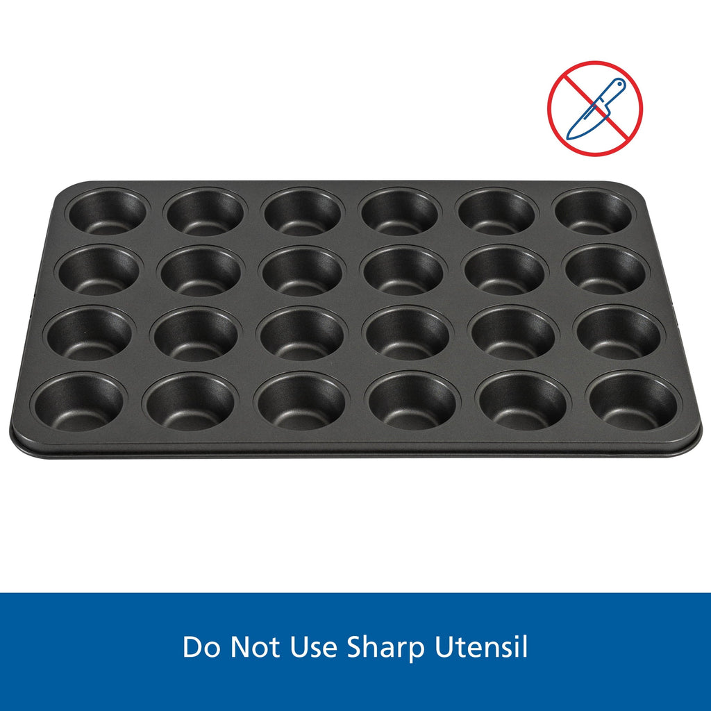 Premium Kitchen 24 Cavity Mini Muffin Pan, Non-Stick Bakeware,1.8 inch Diameter Cups,Gray,Carbon Steel - Kitchen Gadget Tool for Quick Food Prep Detail