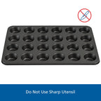 Premium Kitchen 24 Cavity Mini Muffin Pan, Non-Stick Bakeware,1.8 inch Diameter Cups,Gray,Carbon Steel - Kitchen Gadget Tool for Quick Food Prep Detail
