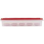 Whimsical Doughnut Egg Keeper Food Storage Container, Clear/Red, 1 Count - Squishy Dohnut Sweet Treat Shaped Stress Toy Detail