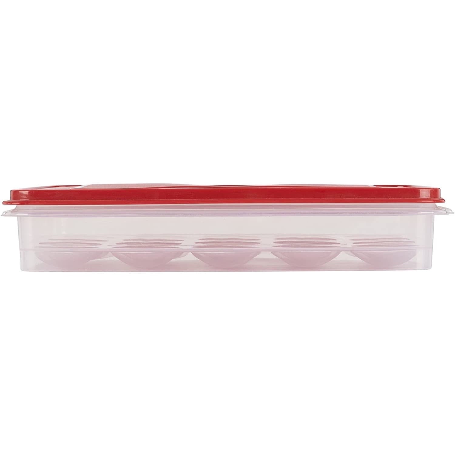 Whimsical Doughnut Egg Keeper Food Storage Container, Clear/Red, 1 Count - Squishy Dohnut Sweet Treat Shaped Stress Toy Detail