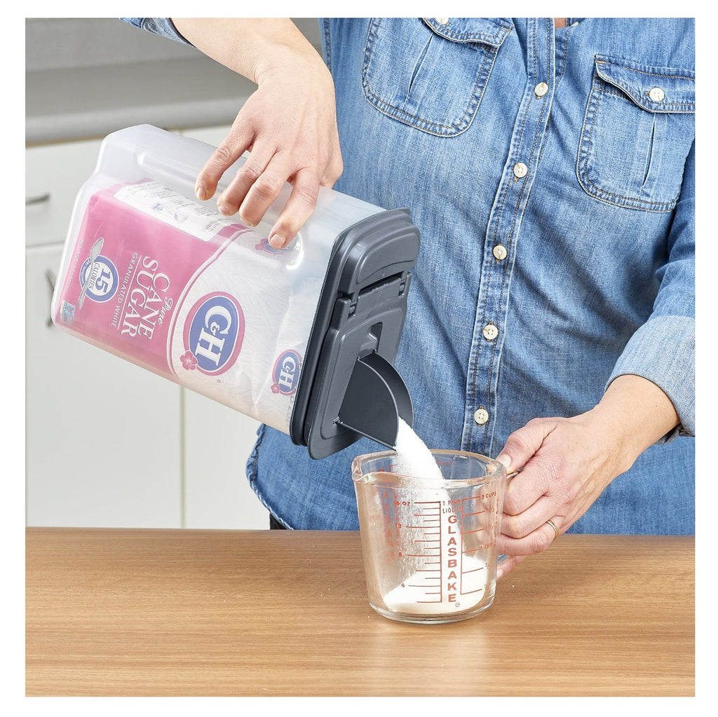 Playful Geometric 3.5 QT Plastic Food Dispenser, Clear with Gray Lid (1 Each) 7.5" L x 3.75" W x 9.25" H, Designed to Help wi... - Squishy Dohnut Sweet Treat Shaped Stress Toy Detail