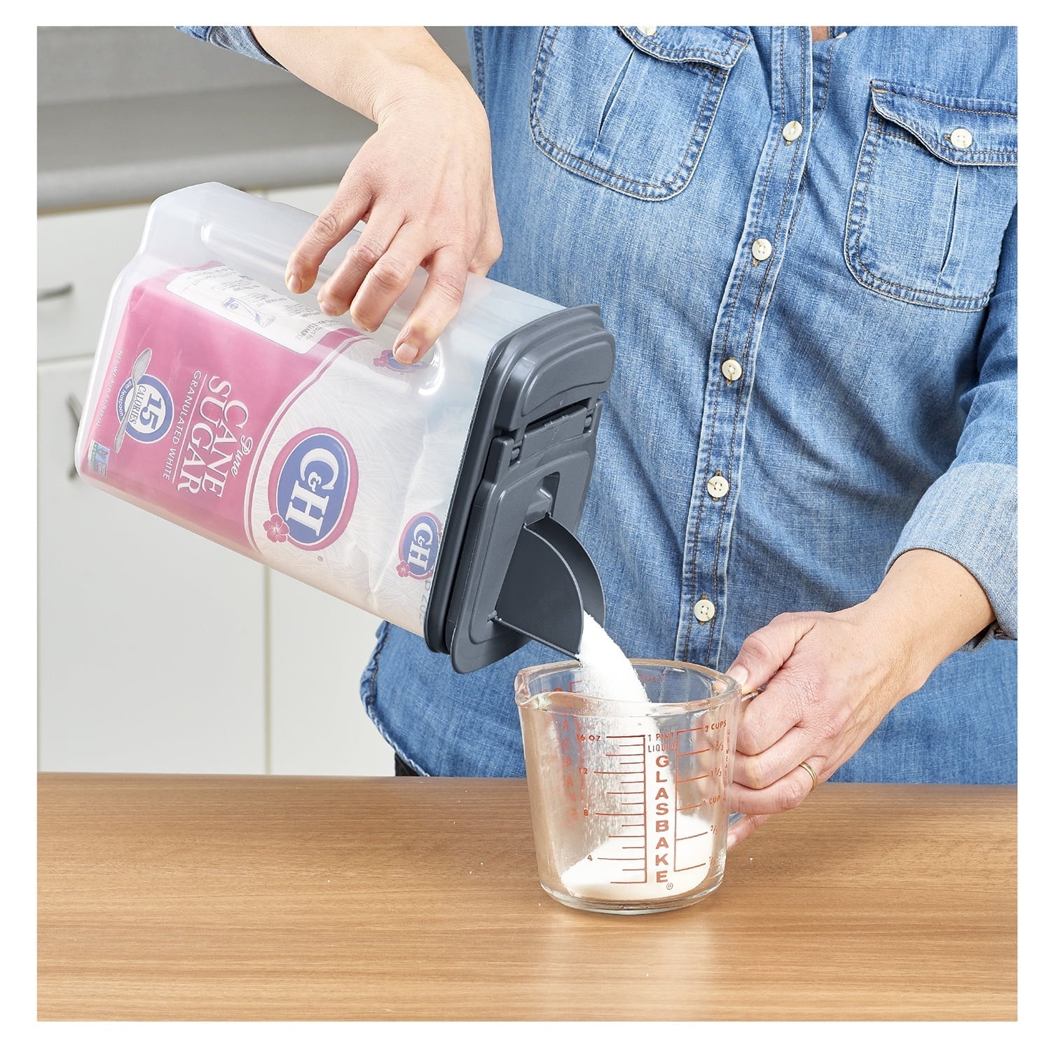 Playful Geometric 3.5 QT Plastic Food Dispenser, Clear with Gray Lid (1 Each) 7.5" L x 3.75" W x 9.25" H, Designed to Help wi... - Squishy Dohnut Sweet Treat Shaped Stress Toy Detail