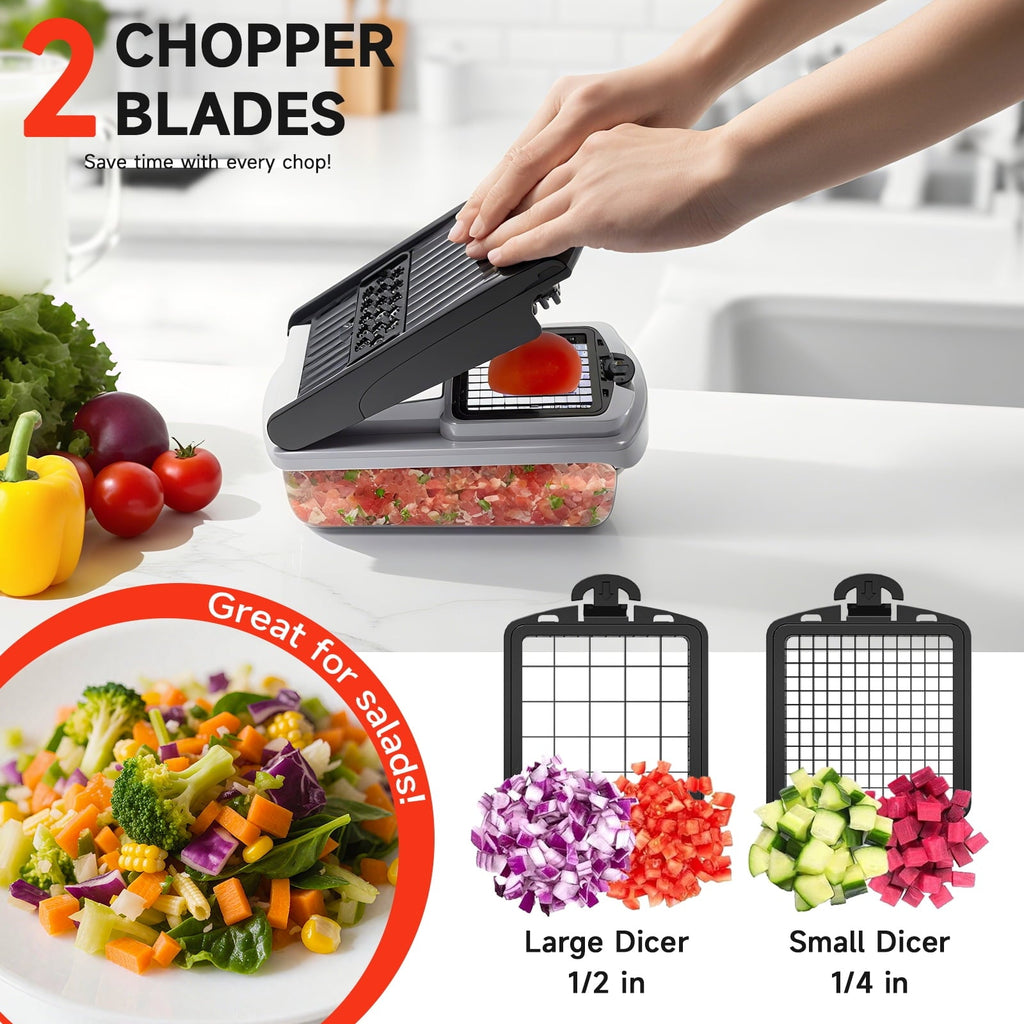 Ergonomic Manual Vegetable Chopper Food Slicer, 15 in 1 Multi-Function Food Chopper for Onion, Veggie, Cheese Grater, Vegetable... - Multi-Functional Manual Food Chopper & Slicer Detail