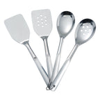 High-Precision Stainless Steel 4-Piece Utensil Set: Includes Spatula, Slotted Spatula, Spoon, and Slotted Spoon - Professional Kitchen Tool for Culinary Enthusiasts Detail