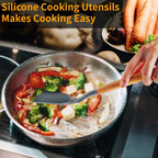 Premium Silicone Silicone Wooden Heat Resistant Kitchen Utensil Set, 12 pcs - Heat-Resistant Silicone Cooking Spatula Turner Detail