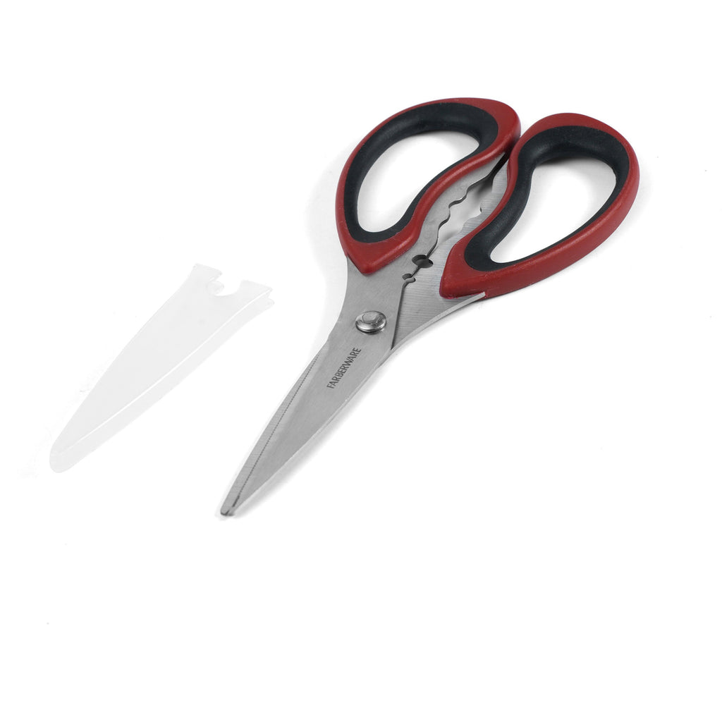 Premium Kitchen Stainless Steel Kitchen and Herb Shears with Red and Black Handle - Multi-Functional Manual Food Chopper & Slicer Detail