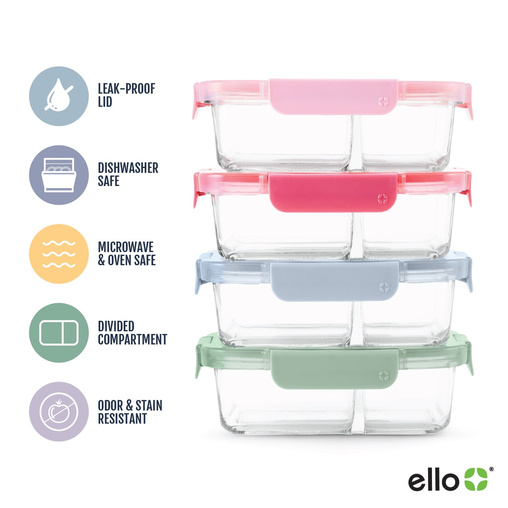 Deliciously Squishy 8pc 3.4 Cup Divided Glass Meal Prep Set - Fun Food Fidget Cookie Squishable Toy Detail