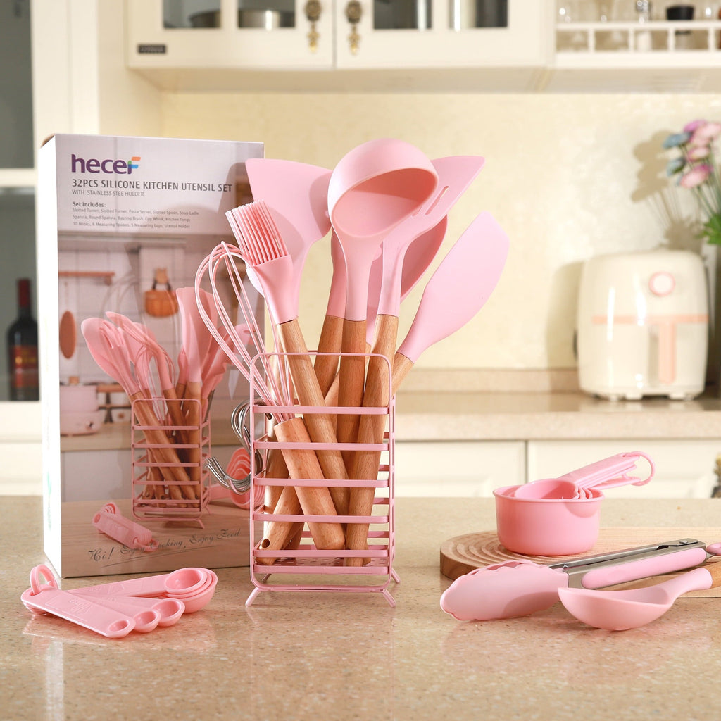 Professional Grade 32 PCS Silicone Cooking Utensils Set, 446°F Heat Resistant for Nonstick Cookware - Multi-Purpose Hand Tool for Daily Meal Prep Detail
