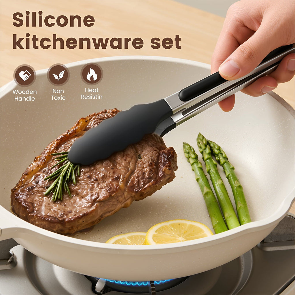 Ergonomic Cooking Silicone Cooking Utensils Set with Holder, 44 PCS Kitchen Utensils Set, Silicone Kitchen Gadgets Spatulas Set for Non... - Durable Turner & Ladle Utensil Set for Home Chefs Detail
