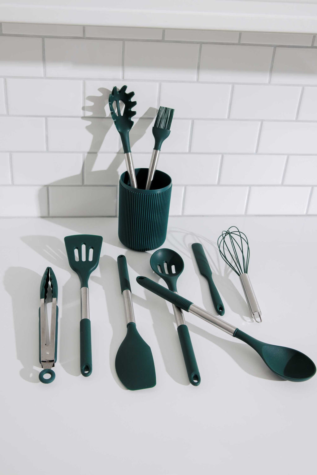 Premium Silicone 10-Piece Silicone Gadget Set - Green - Heat-Resistant Silicone Cooking Spatula Turner Detail