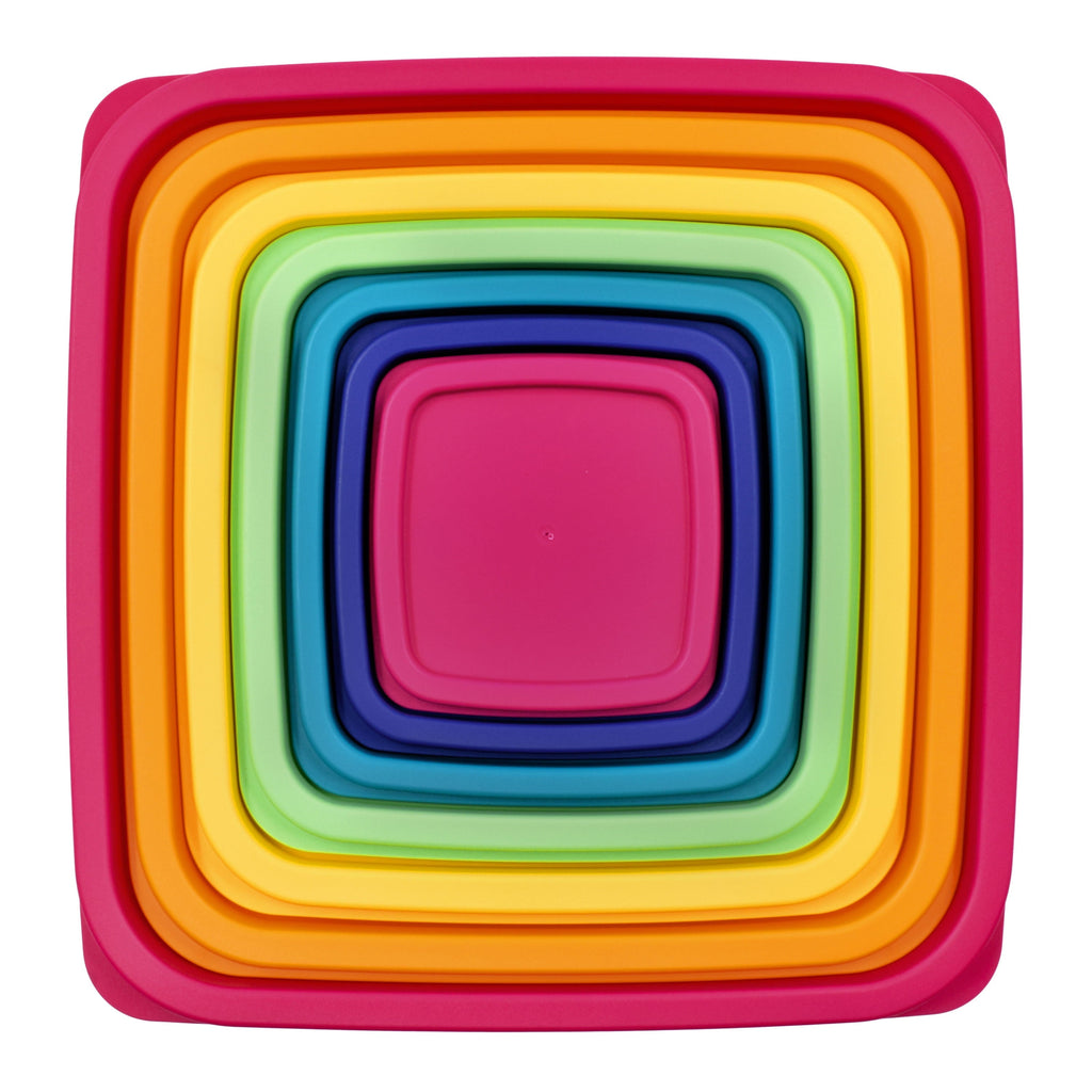 Whimsical Doughnut Plastic Rainbow Food Storage Set, Multi Color, 14 Count, Best Used for Leftover Storage and Reheating - Deliciously Soft Cupcake Sensory Glob Detail