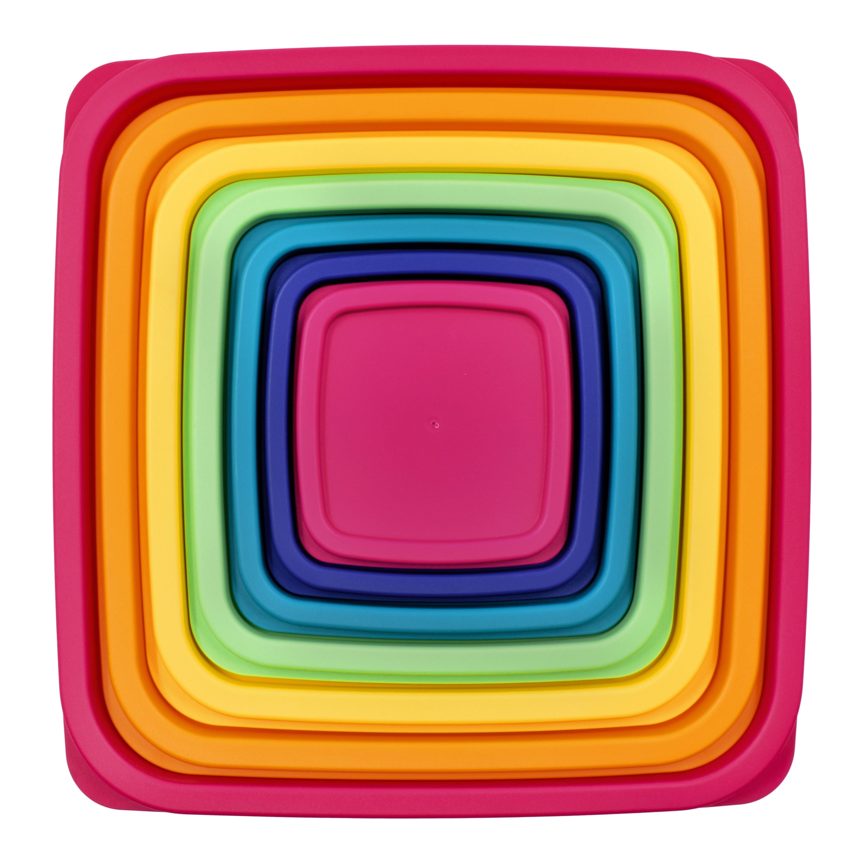 Whimsical Doughnut Plastic Rainbow Food Storage Set, Multi Color, 14 Count, Best Used for Leftover Storage and Reheating - Deliciously Soft Cupcake Sensory Glob Detail