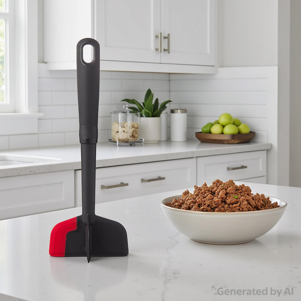 Premium Kitchen Silicone Meat Masher and Chopper, Black - Multi-Functional Manual Food Chopper & Slicer Detail