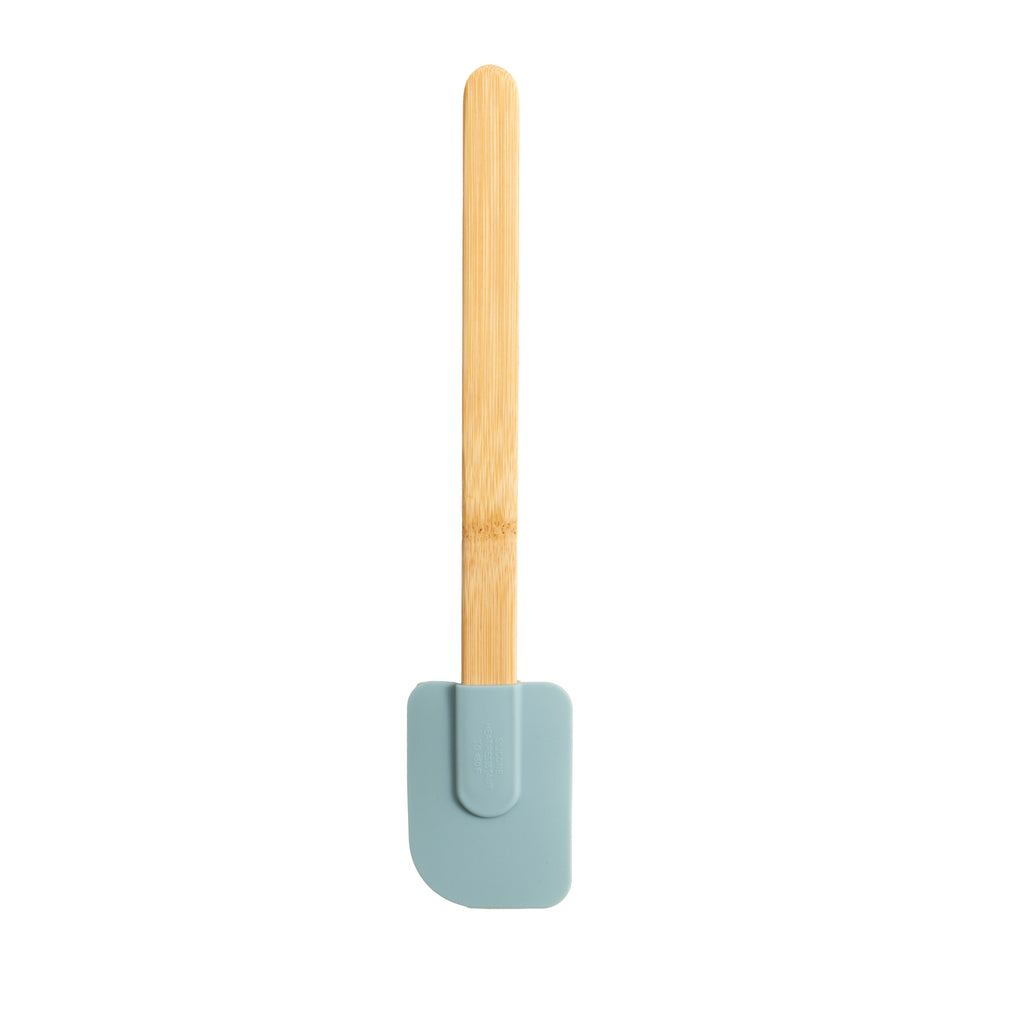 Premium Silicone Silicone Spatulas Set 4 with Bamboo Handles, Blue - Ergonomic Kitchen Tongs and Cooking Spoon Utensil Detail