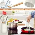 Non-Stick Safe Cooking Utensils Set, 12 packs Non-Stick Silicone Cooking Kitchen Utensils Spatula Set with Wooden Handles and... - Premium Stainless Steel Cooking Utensil for Non-Stick Pots Detail