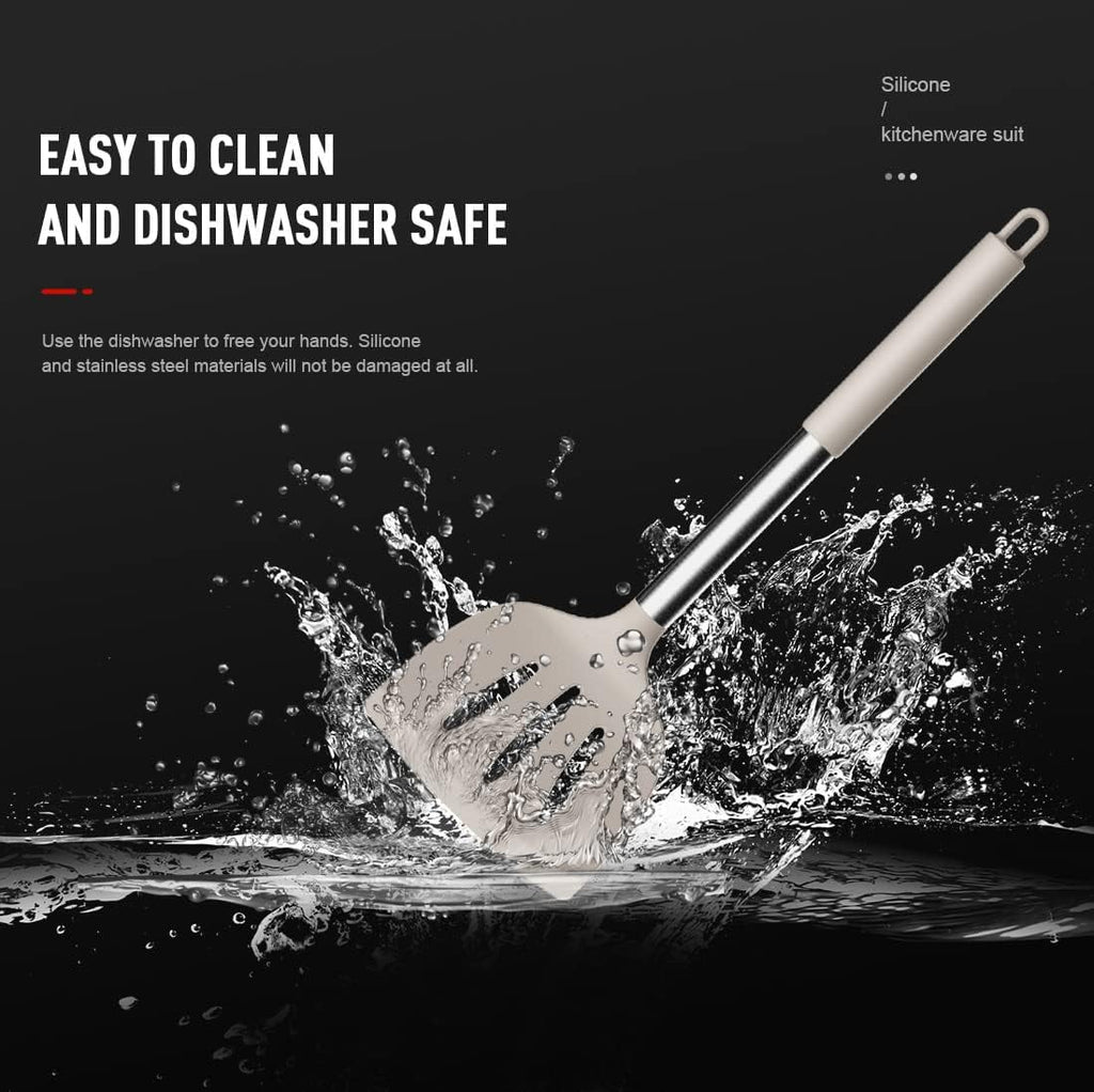 Chef-Quality Large Silicone Cooking Utensils Set - Heat Resistant Kitchen Utensils,Turner Tongs,Spatula,Spoon,Brush,Whisk,Stainles... - Heavy Duty Stainless Steel Kitchen Shears Detail