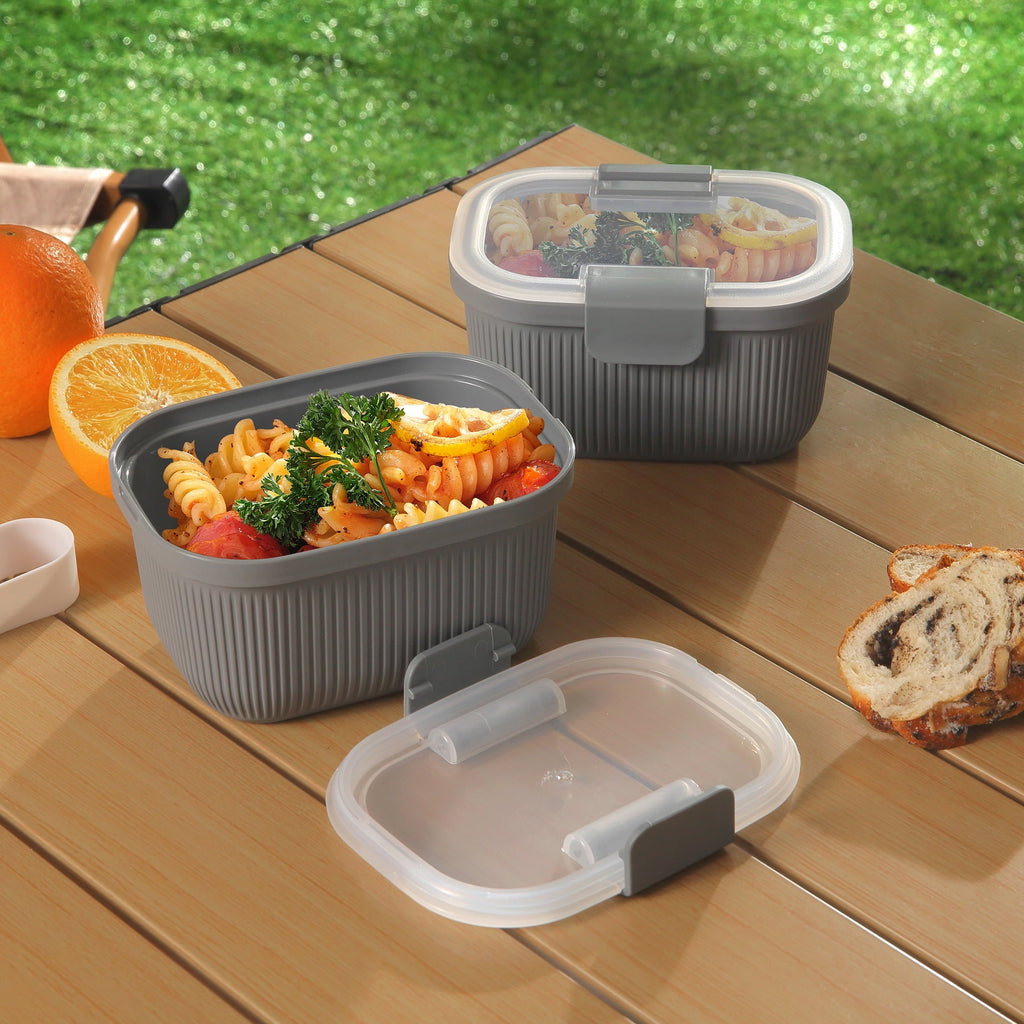 Whimsical Doughnut Plastic Food Storage Bento Snack Container, Rectangle, Grey, 19oz Capacity, Made for Portable Food Storage - Deliciously Soft Cupcake Sensory Glob Detail