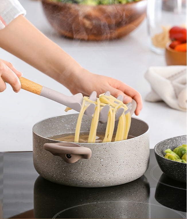 Heat-Resistant Silicone & Bamboo Cooking Utensil Set, 14 Pieces - Premium Stainless Steel Cooking Utensil for Non-Stick Pots Detail