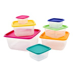 Whimsical Doughnut Plastic Rainbow Food Storage Set, Multi Color, 14 Count, Best Used for Leftover Storage and Reheating - Deliciously Soft Cupcake Sensory Glob Detail