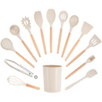 Non-Stick Safe 14pcs Cooking Utensil Set with Caddy - Heat-Resistant Silicone Cooking Spatula Turner Detail
