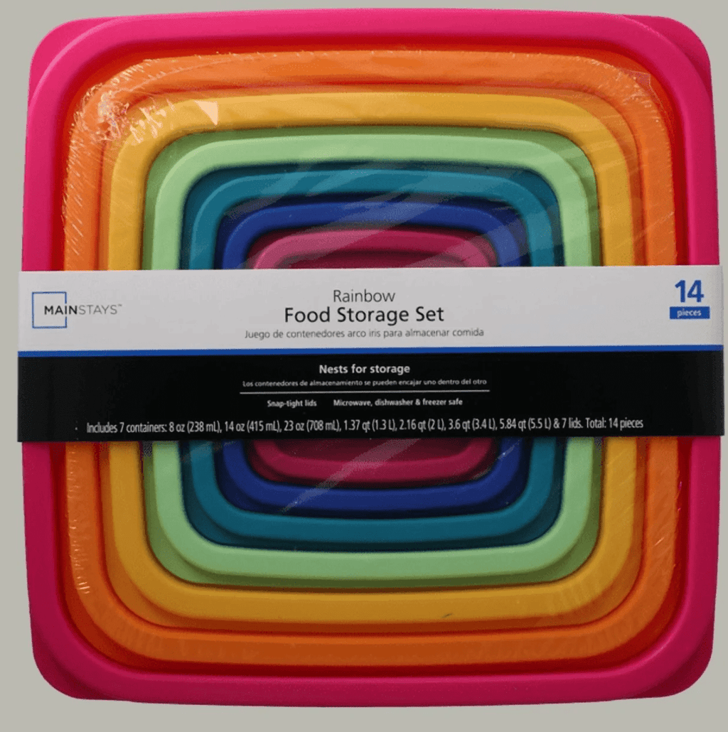 Whimsical Doughnut Plastic Rainbow Food Storage Set, Multi Color, 14 Count, Best Used for Leftover Storage and Reheating - Deliciously Soft Cupcake Sensory Glob Detail