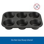 Multi-Functional 6 Cup Jumbo Muffin Pan, Non-Stick Bakeware,3.4 inch Diameter Cups,Gray,Carbon Steel - Premium Stainless Steel Garlic Presser & Peeler Detail
