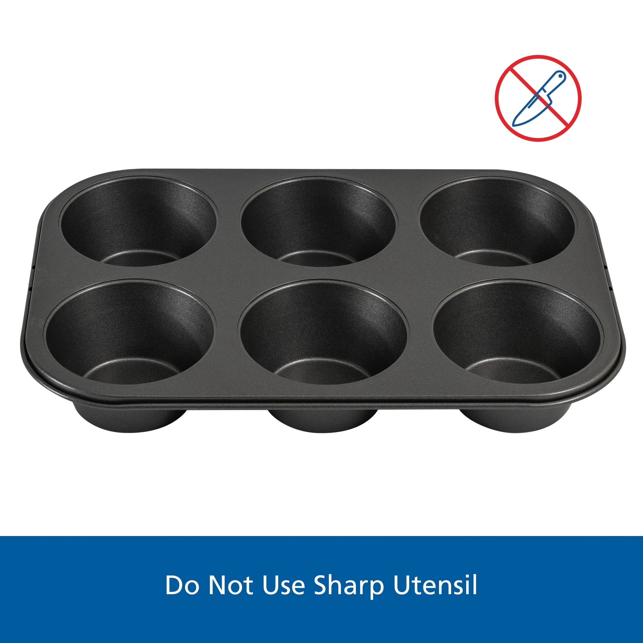 Multi-Functional 6 Cup Jumbo Muffin Pan, Non-Stick Bakeware,3.4 inch Diameter Cups,Gray,Carbon Steel - Premium Stainless Steel Garlic Presser & Peeler Detail