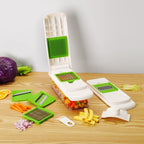 Premium Kitchen 11 Pieces Multi-Function Nice Dicer and Mandoline, Stainless Steel, Green Glaze, 820g - Kitchen Gadget Tool for Quick Food Prep Detail