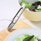 High-Precision Stainless Steel and Silicone Mini Food Tongs Grey - Professional Kitchen Tool for Culinary Enthusiasts Detail