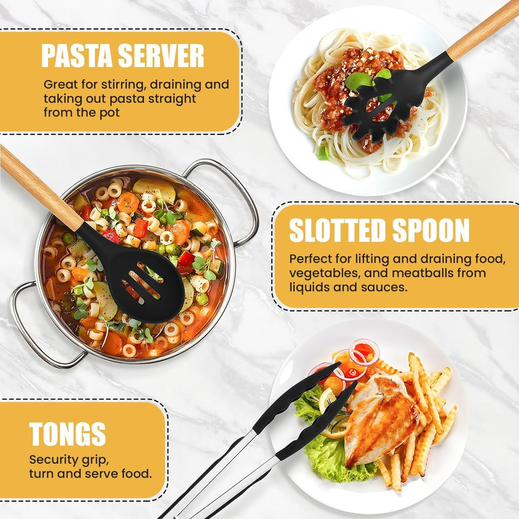 Seamless One-Piece Kitchen Utensils Set- 19 Pcs Silicone Cooking Utensils Set for Nonstick Cookware-Silicone Spatulas Set, Kitchen Gadge... - Heat-Resistant Silicone Cooking Spatula Turner Detail