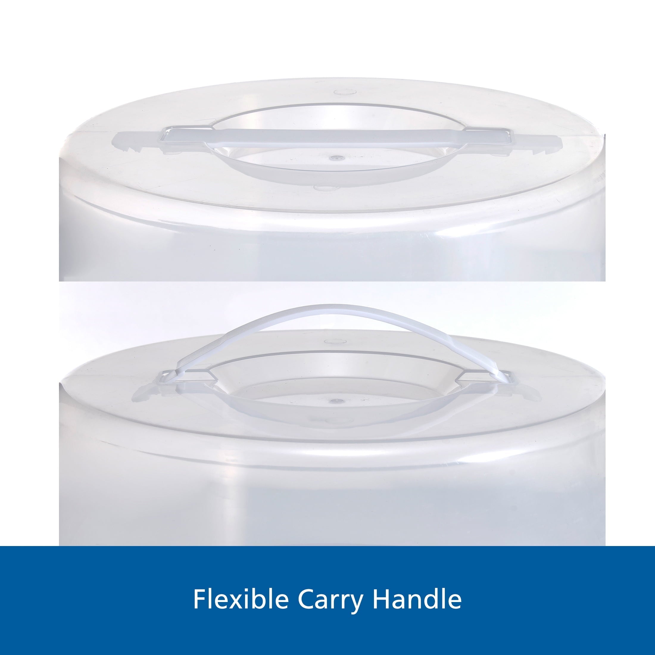 Time-Saving 12 inch Clear Cake Carrier with 2pk 9 inch Gray Round Pans, Carbon Steel - Multi-Functional Manual Food Chopper & Slicer Detail