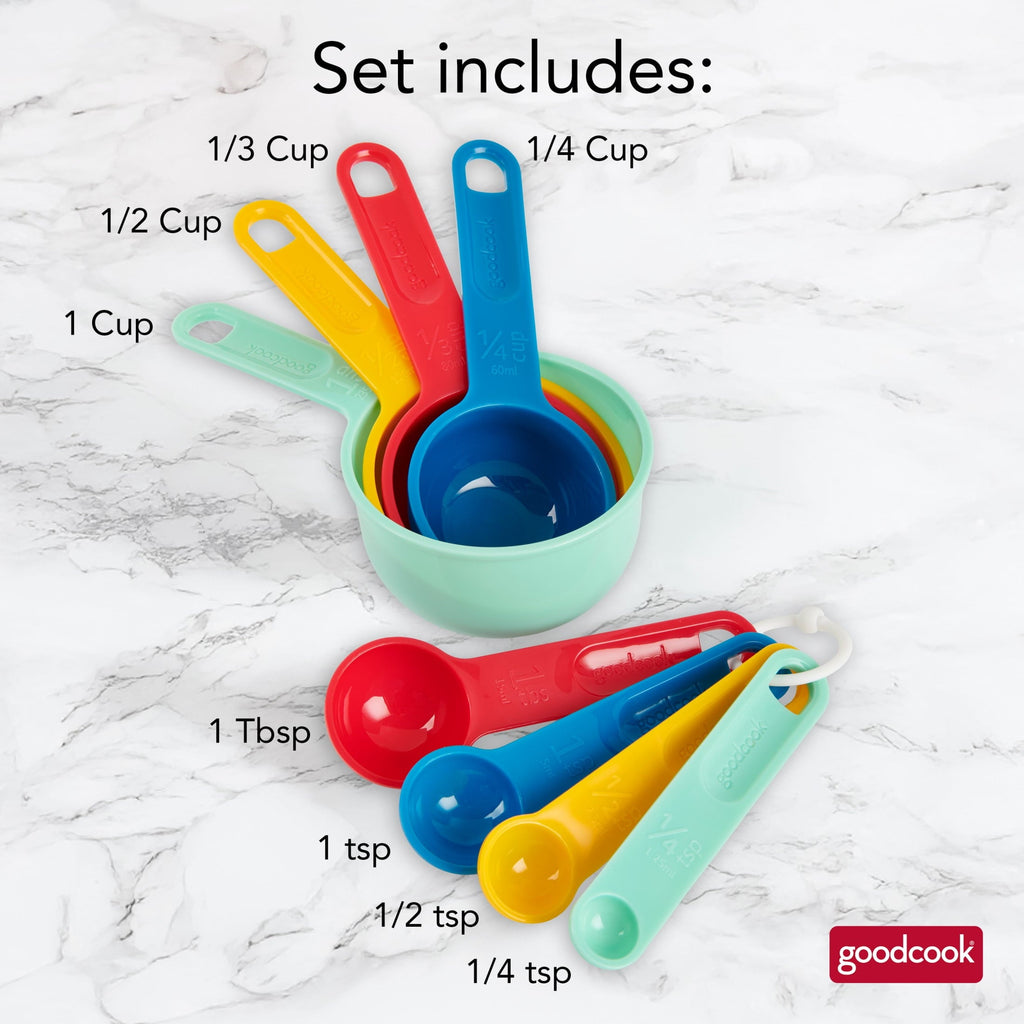 Ergonomic Manual Measuring Cups And Spoons, Set Of 8 Nesting With Storage Ring - Kitchen Gadget Tool for Quick Food Prep Detail
