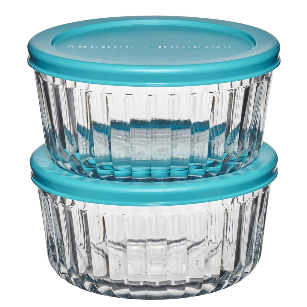 Deliciously Squishy Glass Food Storage Container with Lids, 4 Cup Round, Set of 2 - Fun Food Fidget Cookie Squishable Toy - Default Title