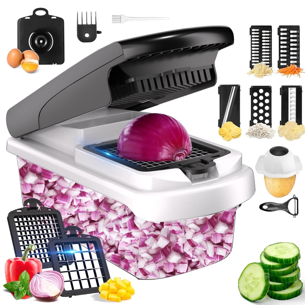 Ergonomic Manual Vegetable Chopper Food Slicer, 15 in 1 Multi-Function Food Chopper for Onion, Veggie, Cheese Grater, Vegetable... - Multi-Functional Manual Food Chopper & Slicer - Default Title