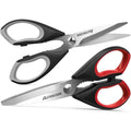 Premium Kitchen 2 Pcs Kitchen Scissors, Heavy Duty Shears with Serrated Blade, Ergonomic Handle Food Scissor for Poultry, H... - Premium Stainless Steel Garlic Presser & Peeler - Default Title