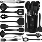 Durable Steel Silicone Cooking Utensils Set - 446°F Heat Resistant Kitchen Utensils,Turner Tongs,Spatula,Spoon,Brush,Whisk,Ki... - High-Precision Culinary Tool for Baking & Cooking - Default Title