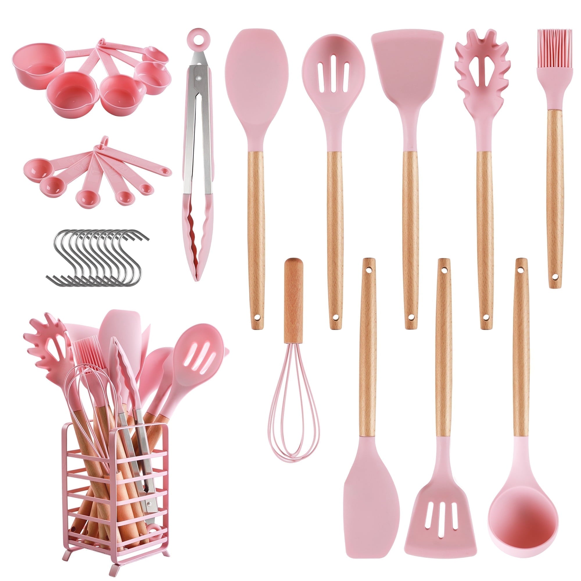 Non-Stick Safe 32 PCS Silicone Cooking Utensils Set, 446°F Heat Resistant for Nonstick Cookware - Ergonomic Kitchen Tongs and Cooking Spoon Utensil - Default Title
