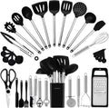 Premium Silicone Kitchen Utensil Set-Silicone Cooking Utensils-33 Kitchen Gadgets & Spoons for Nonstick Cookware-Silicone and Stainles... - Heat-Resistant Silicone Cooking Spatula Turner - Default Title