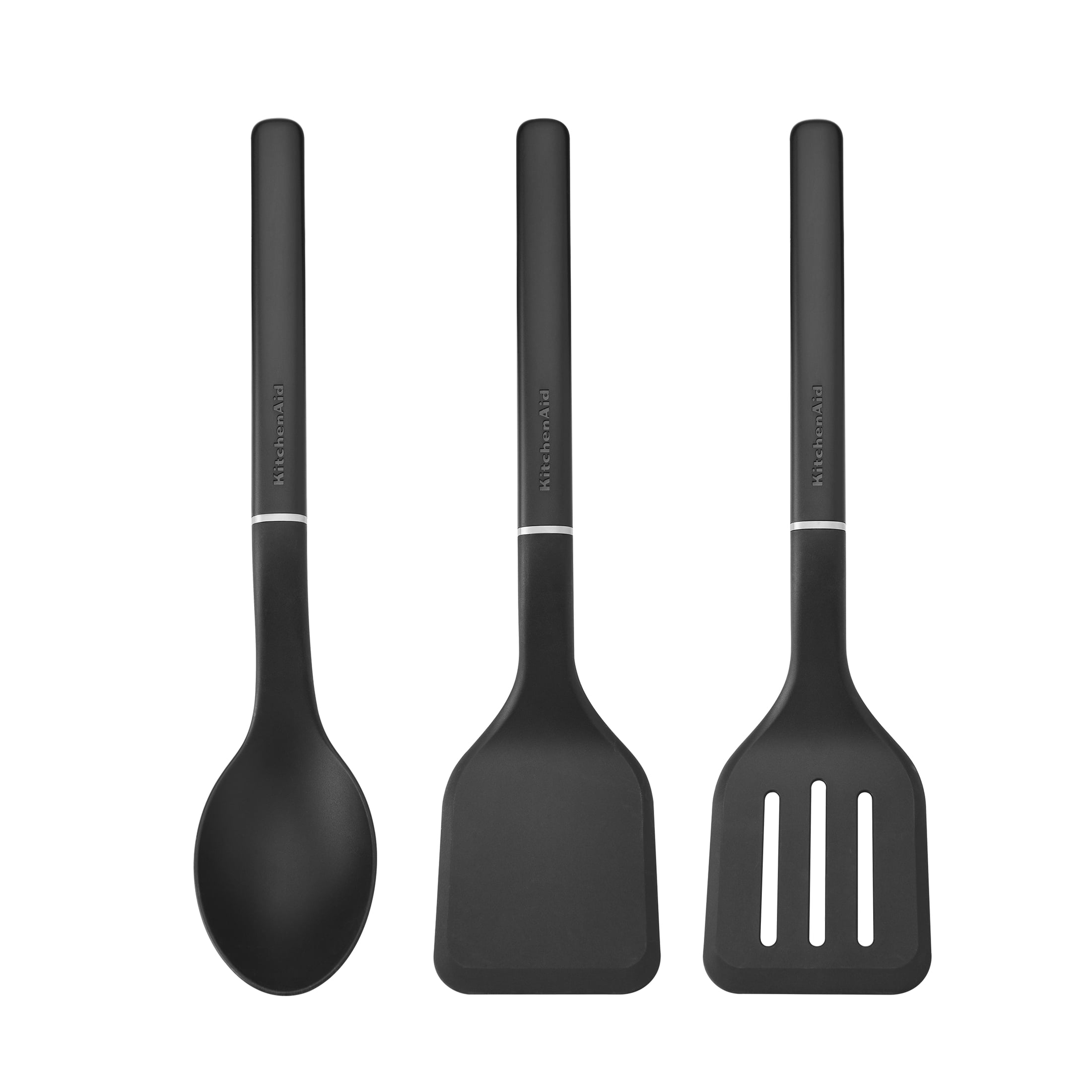 Seamless One-Piece 3-Piece Cooking Utensils Set with Ergonomic Handles, Black - Durable Turner & Ladle Utensil Set for Home Chefs - Default Title