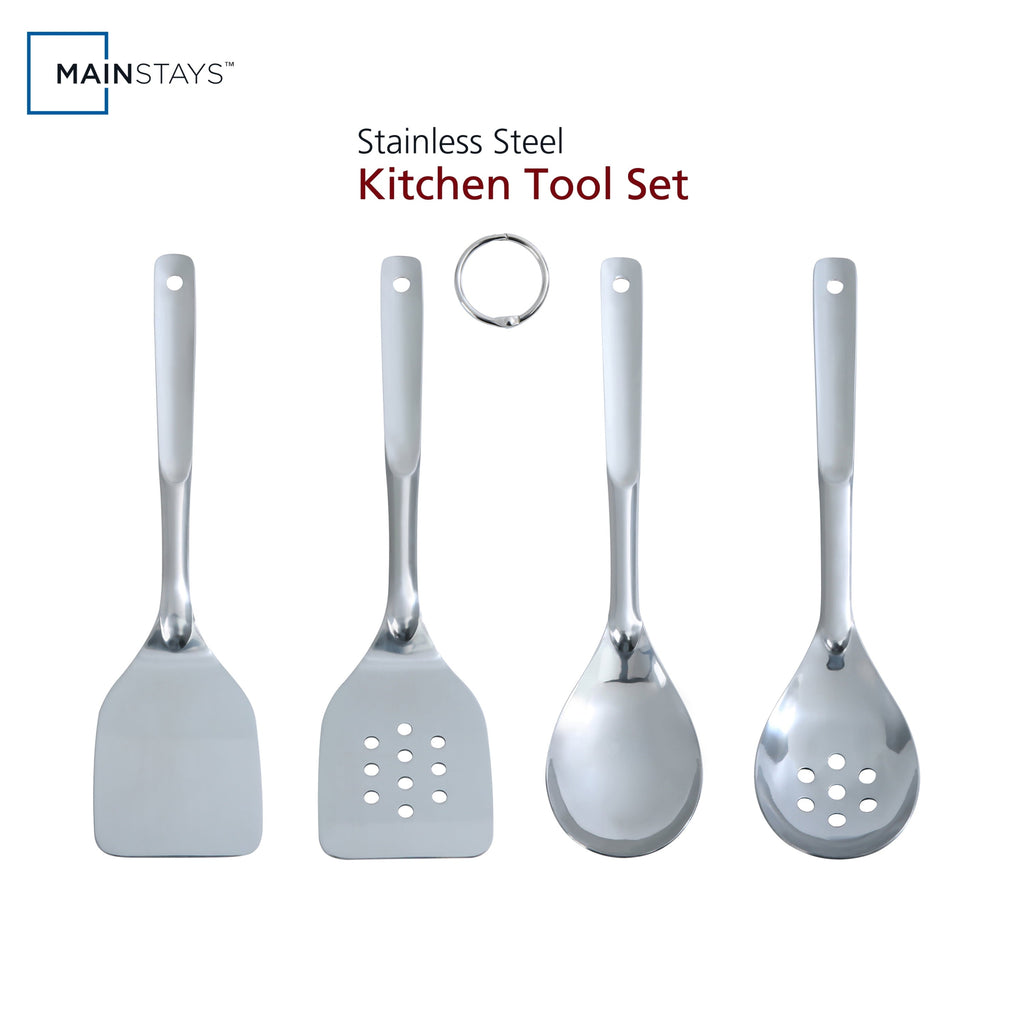 High-Precision Stainless Steel 4-Piece Utensil Set: Includes Spatula, Slotted Spatula, Spoon, and Slotted Spoon - Professional Kitchen Tool for Culinary Enthusiasts - Default Title