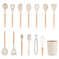 Non-Stick Safe 14pcs Cooking Utensil Set with Caddy - Heat-Resistant Silicone Cooking Spatula Turner - Default Title