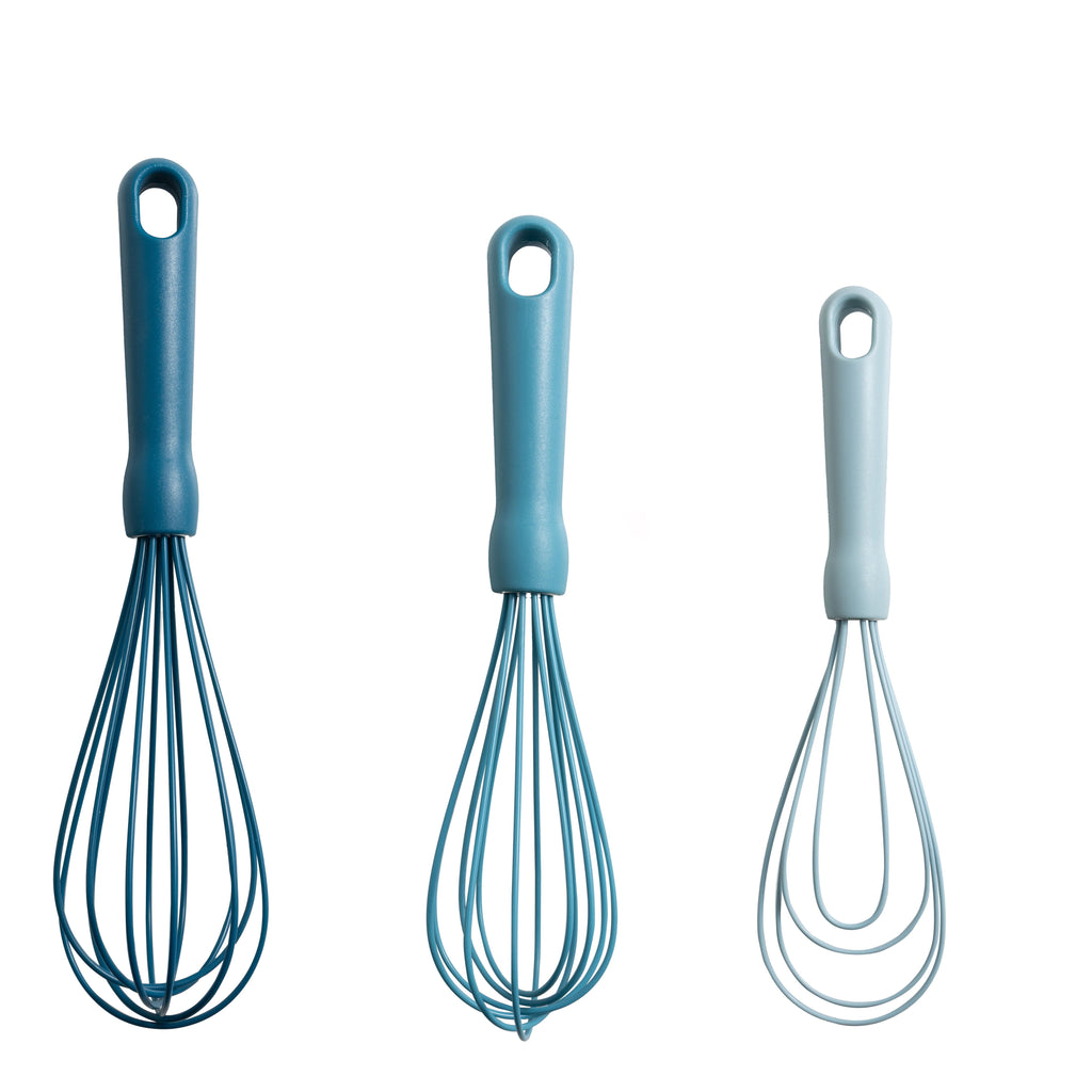 Premium Kitchen 3-Piece Silicone Whisk Set, 10.5"/10.4"/9.6" L, Blue Color - Innovative Kitchen Helper for Modern Cooking - Default Title