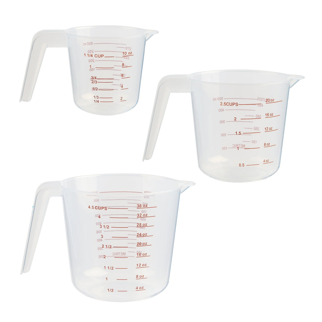 Premium Kitchen 3-Piece Tapered Spout Nesting Plastic Measuring Cups Set, Clear - Kitchen Gadget Tool for Quick Food Prep - Default Title